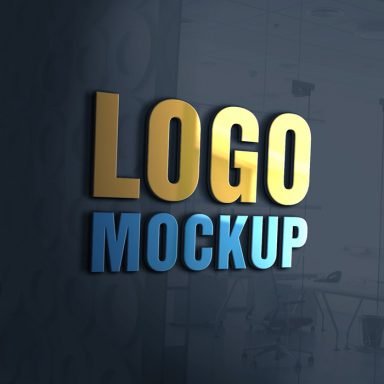 3D Glass Window Logo MockUp