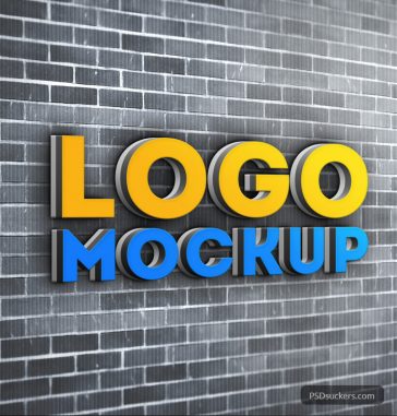 Brick Wall 3D Logo MockUp