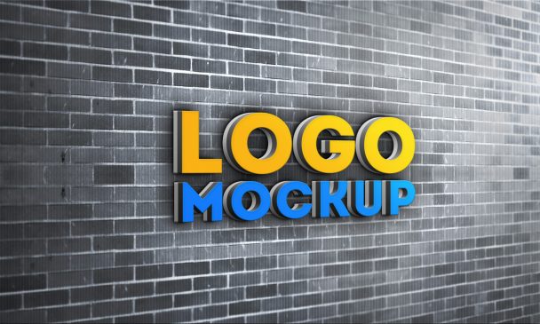 3d logo old brick wall mockup