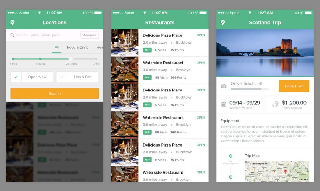 Download Restaurant iPhone App PSD Template