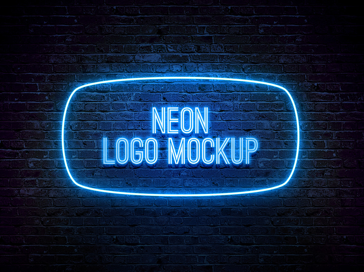 Download Neon Logo MockUp PSD Template PSD Mockup Templates