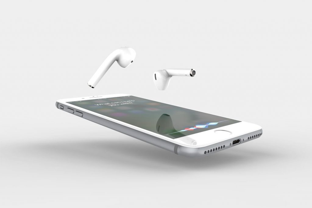 Download Free iPhone 7 and Apple Earbuds MockUp