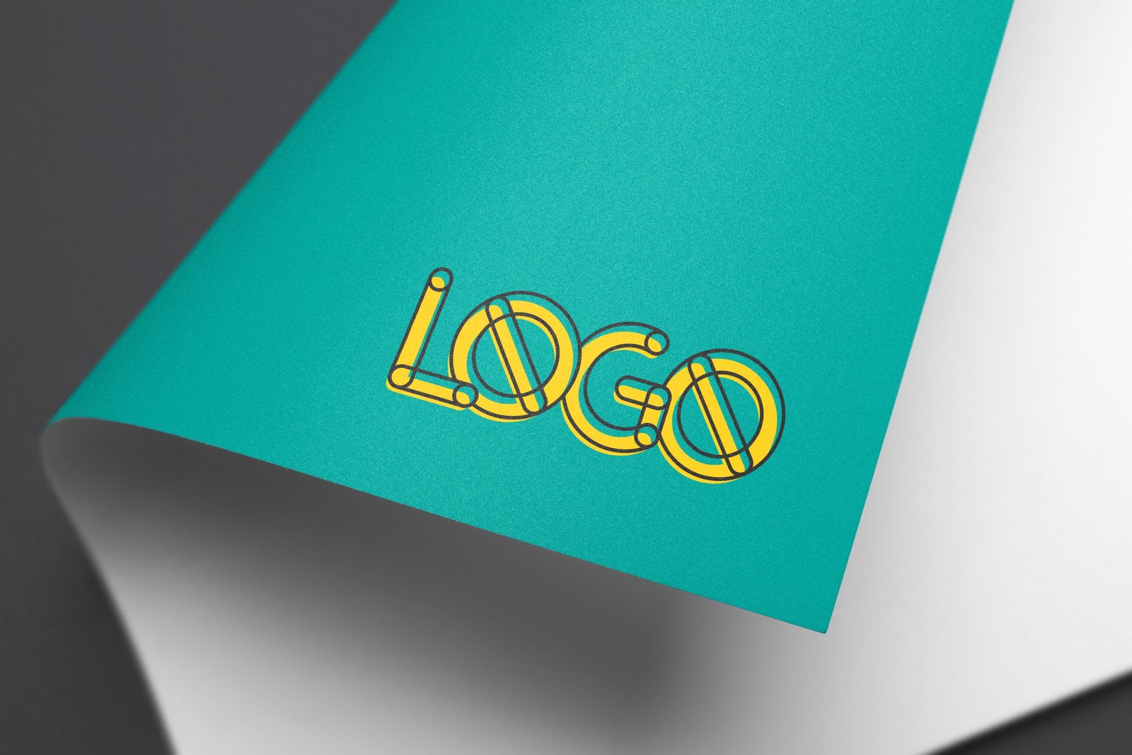 Curved Paper Logo MockUp