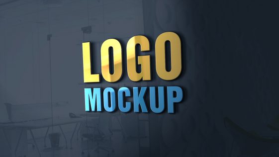 3D Copper Logo MockUp PSD Template